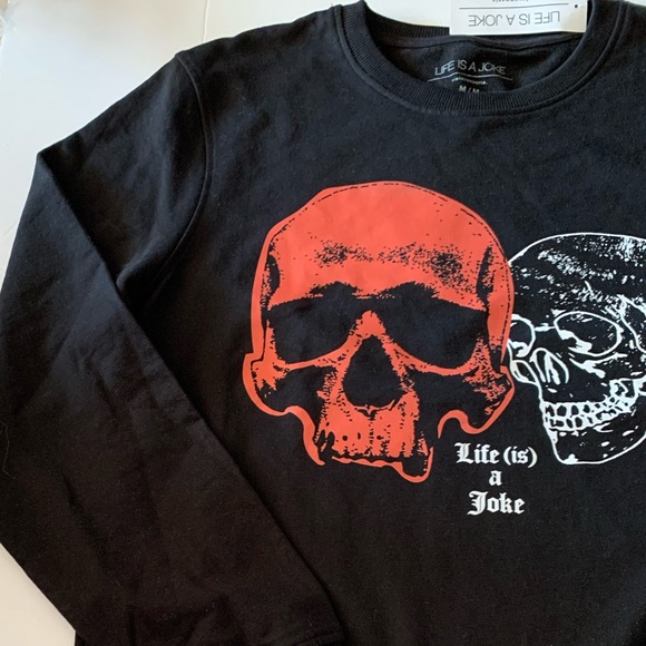 NWT Life Is A Joke by Eleven Paris 100% cotton logo sweatshirt black unisex M - Picture 5 of 8